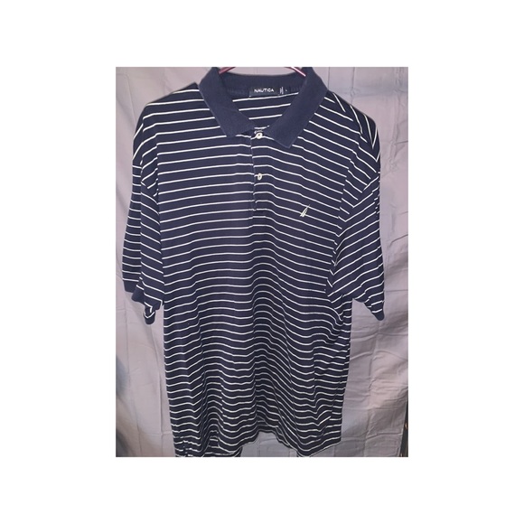 Blue striped Nautica polo shirt size large - Picture 1 of 2